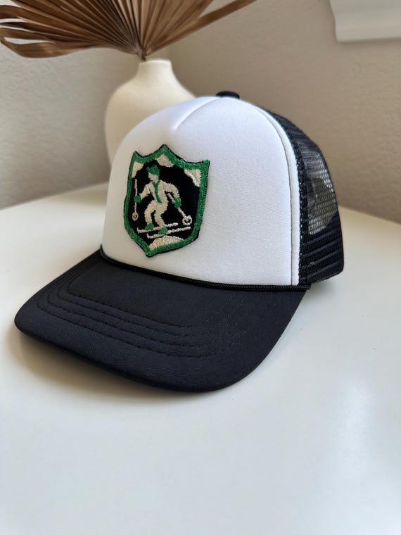 Vintage 1950s Skiing Patch Trucker Hat: Baby Toddler Size