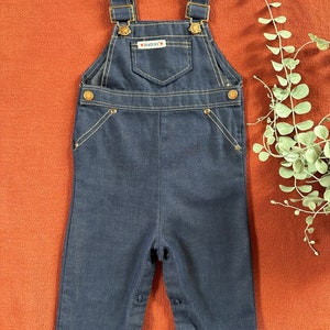 80s-90s Vintage | Baby Toddler Health-Tex Dark Denim Overalls 18M | Kids Vintage Clothes