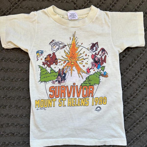 Camiseta vintage de superviviente del Monte Santa Helena de 1980 (tallas 3-4)