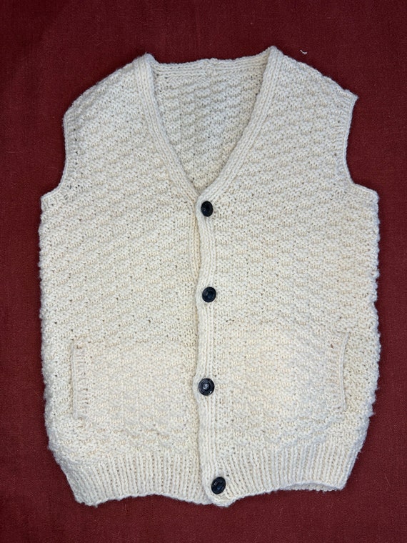 Vintage Kids Toddler Knit Cream Sweater Vest Size 