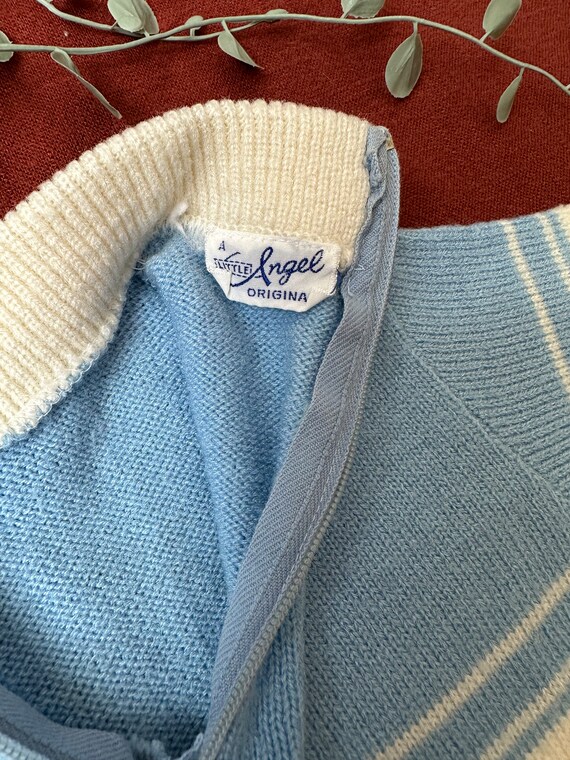 60s Vintage | Baby Blue Knit Football All America… - image 4