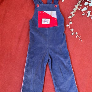 Vintage Toddler Corduroy Overalls: 80s Health-Tex Navy Blue, 18-24M