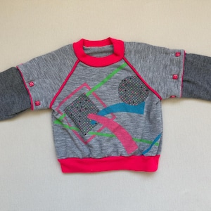 Vintage 1990s Toddler Sweatshirt | 90s Geometric Abstract Pullover Removable Sleeves | Vibtage Shortsleeve Sweatshirt 2-3T | Kids Vintage