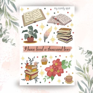 Aesthetic Bookish Stickers – Reading Decal, Bookish Planner Stickers, Reading Sticker Sheet, Bookish Sticker Sheet