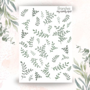 Stickers branches - plantes, feuilles pour Bullet Journal, scrapbooking, agenda - Stickers botaniques essentiels