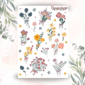 Wildblumen Aufkleber - Floraler Aufkleber für Bujo, Planer, Journals, Lesejournal, Scrapbooking