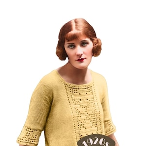 Suéter Clovelly de los años 20 con patrón para tejer y hacer crochet