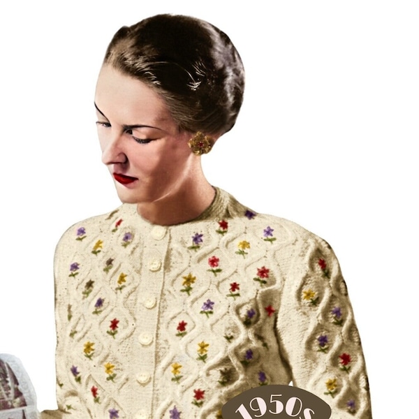 1950s Lara Peasant Cardigan Knitting Pattern