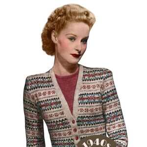 1940s Isla Fair Isle Cardigan Knitting Pattern