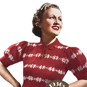 1930s Snowflake Fair Isle Jumper Knitting Pattern