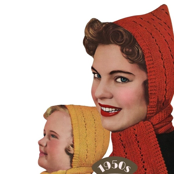 1950s Brenda Pixie Hood With Scarf Knitting Pattern