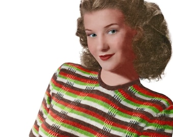 1940s Calathea Striped Jersey Knitting Pattern