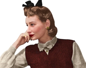 1940s Lady's Pullover And Blouse Knitting Pattern
