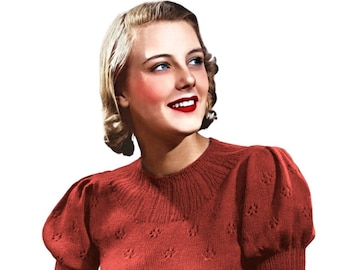 1930s Carnation Jumper Knitting Pattern