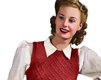1940s Peggy Sleeveless Slipover Knitting Pattern
