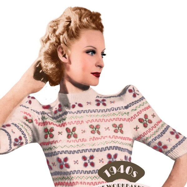 1940s Joan Fair Isle Jumper Knitting Pattern