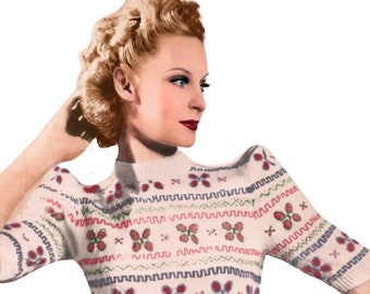 1940s Joan Fair Isle Jumper Knitting Pattern