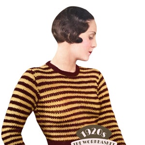 1920s Blanche Striped Jumper Knitting Pattern