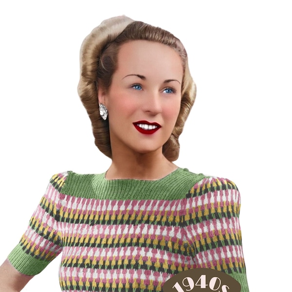 1940s Rainbow Jumper Knitting Pattern