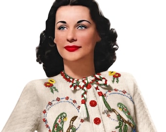 1940s Parrot Cardigan Knitting Pattern