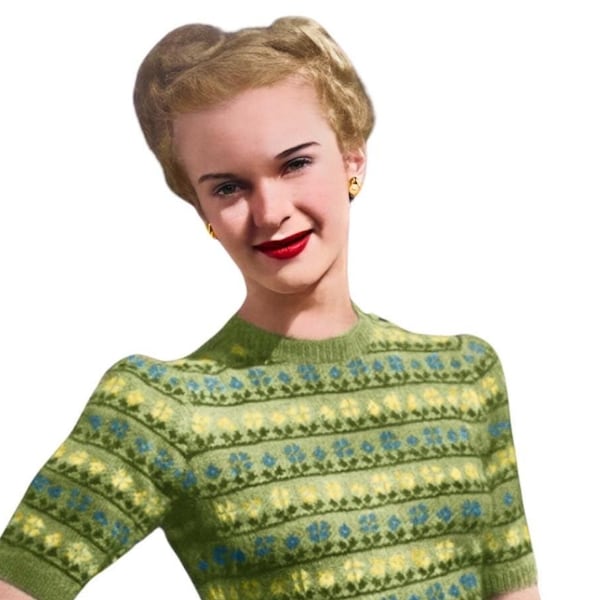 1940s Floral Fair Isle Knitting Pattern