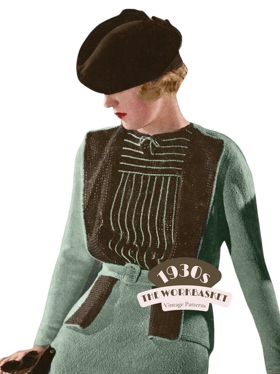 1930s Continental Three Piece Suit  Knitting Pattern