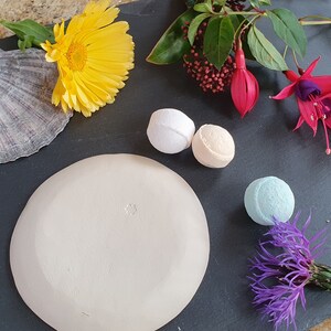 Small round dish with a cheery red or blue glaze and embossed fish design image 4