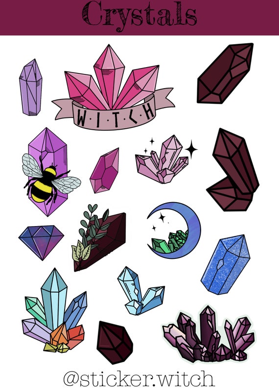 Printable Crystal Stickers Printable Sticker Sheet Gemstones