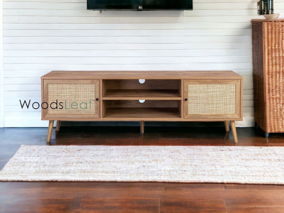 Buy Handmade Natural Cane Tv Console Wooden Door Home Décor Mango Wood