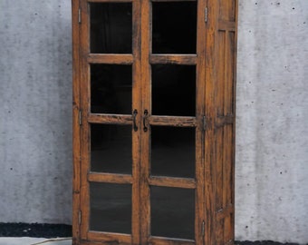 Handmade Vintage Antique Solid Wood Cabinet | Carved Cabinet | Decor Cabinet | Rustic Cabinet | Door Cabinet | Indian Cabinet
