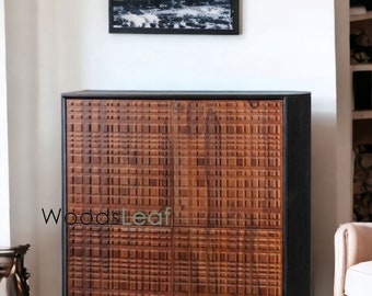 Handmade Vintage Antique Solid Wood 4-door Cabinet | Wall Cabinet | Decor Cabinet | Rustic Cabinet | Door Cabinet | Indian Cabinet