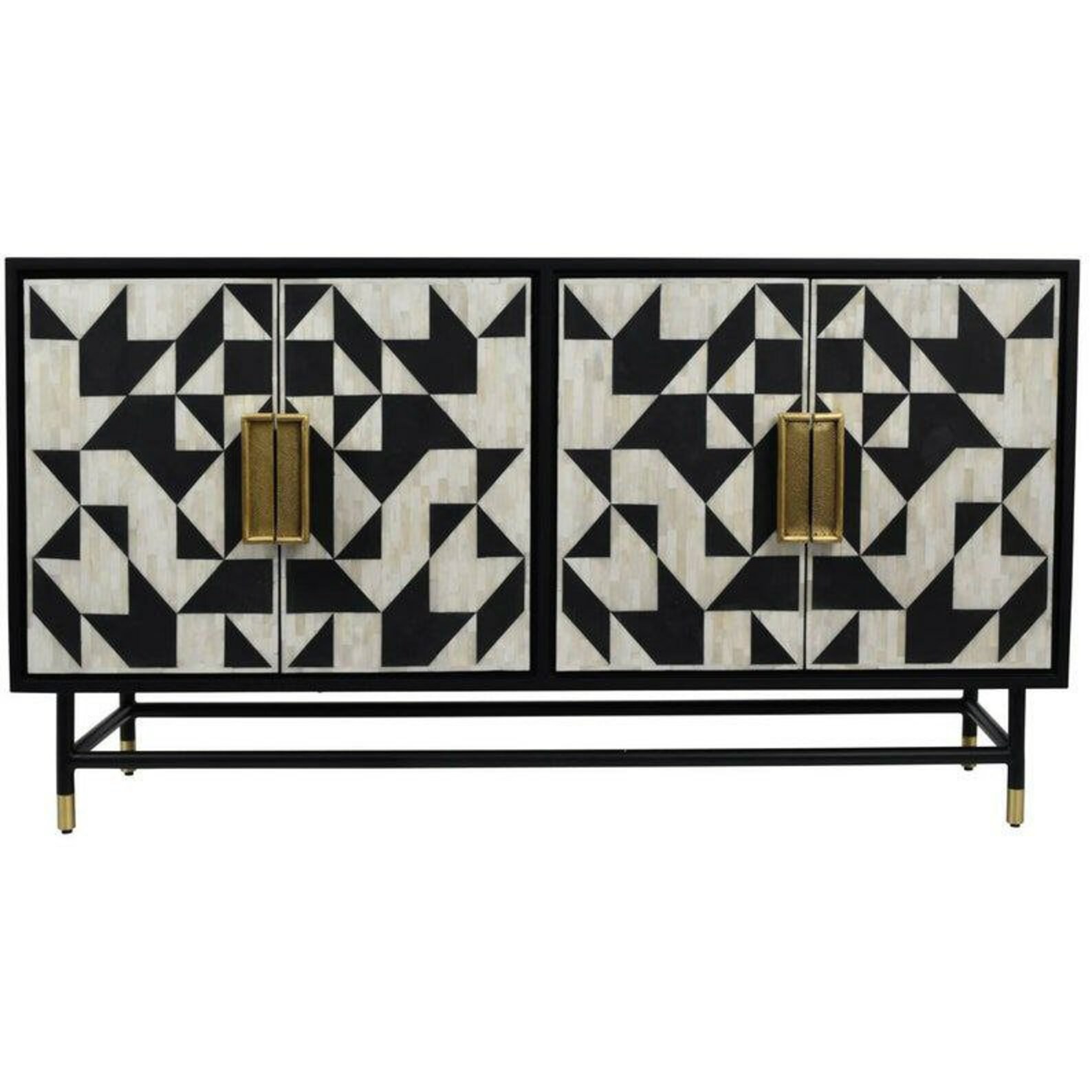 Handmade Bone Inlay Wooden Modern Striped Pattern Sideboard / Chest of