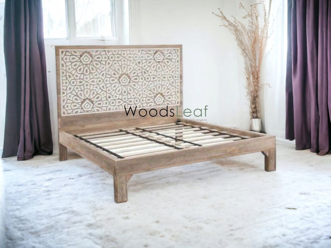 Handcarved Solid Wood Bed Carving Bed Carving Furniture Solid Wood Bed