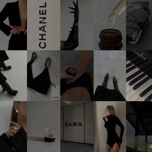 100 PCS | Dark Minimal Aesthetic Wall Collage | Black Aesthetic Wall Collage Kit | Minimalist Wall  Prints | Influencer Collages | Pinterest