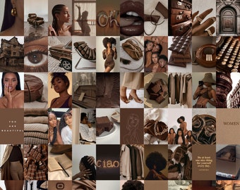 100 STUKS | Bruine esthetische muurcollage |  Koffie esthetische muurcollagekit | Wanddecoratie prints | Boujee bruine kokoscollages | Afdrukbare pdf