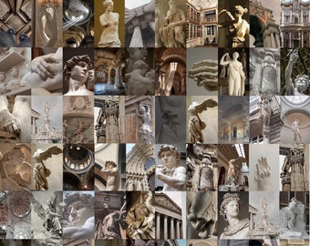 60 PCS | Ancient Aesthetic Wall Collage | Aphrodite Aesthetic | Ancient Greek Photo Collage|Michelangelo Wall Decor Prints |Statue aesthetic