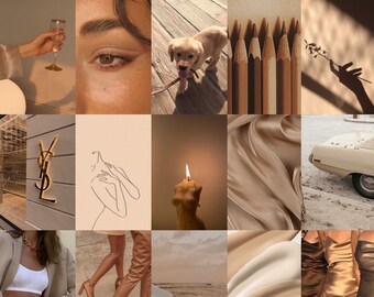 100 STUKS | Beige esthetische muurcollage | Naakt esthetische muurcollagekit | Bruine muurdecoratieafdrukken | Neutrale boujee-bruine collages | Pinterest