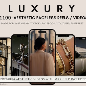 1100+ Faceless Luxury Videos for Instagram Reels Minimalist Faceless Digital Marketing Videos With Master Resell Rights MRR PLR Canva