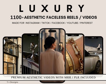 1100+ Faceless Luxury Videos for Instagram Reels Minimalist Faceless Digital Marketing Videos With Master Resell Rights MRR PLR Canva