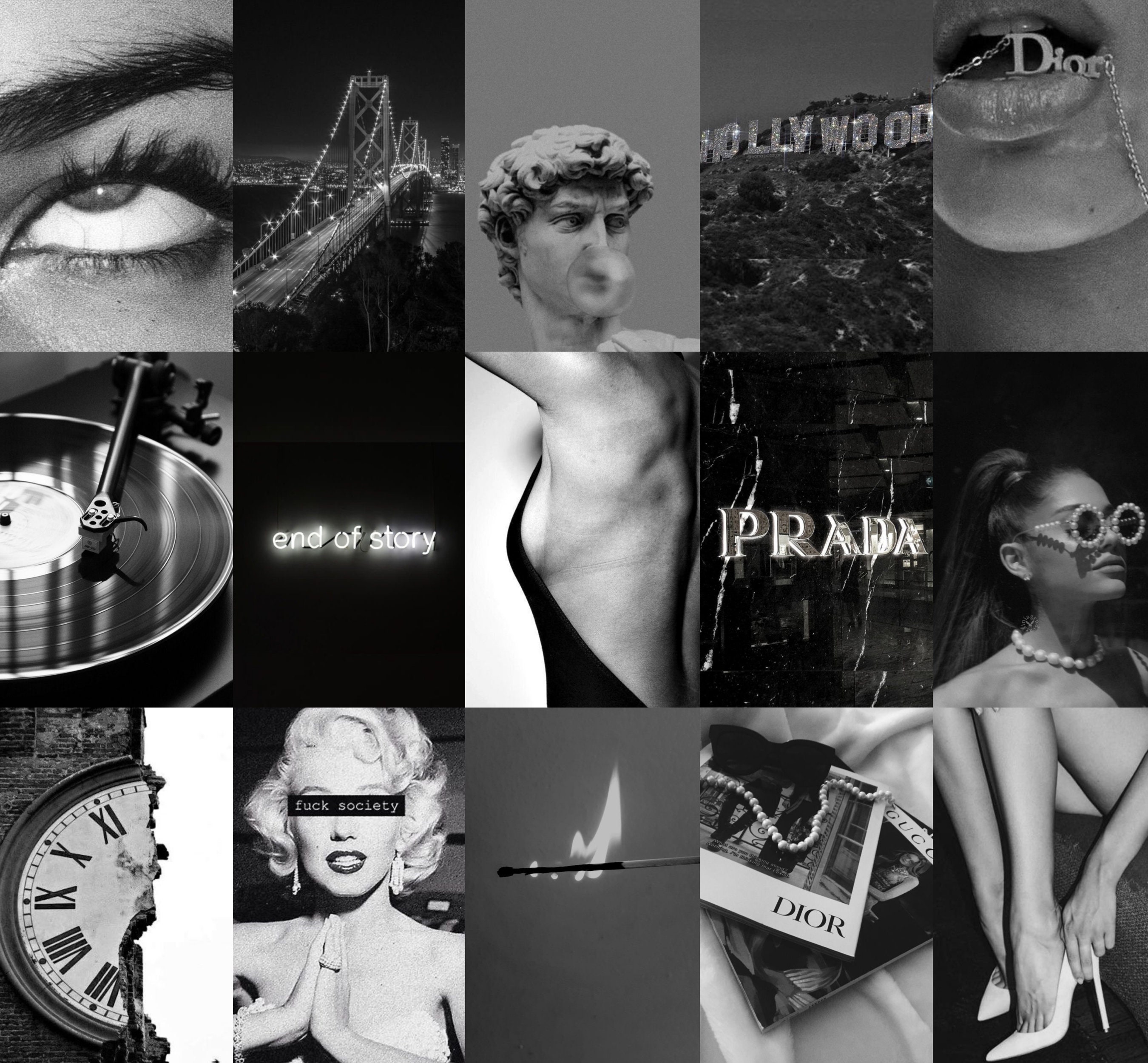 100 PCS | Black and White Aesthetic Wall Collage | Black Aesthetic Wall ...