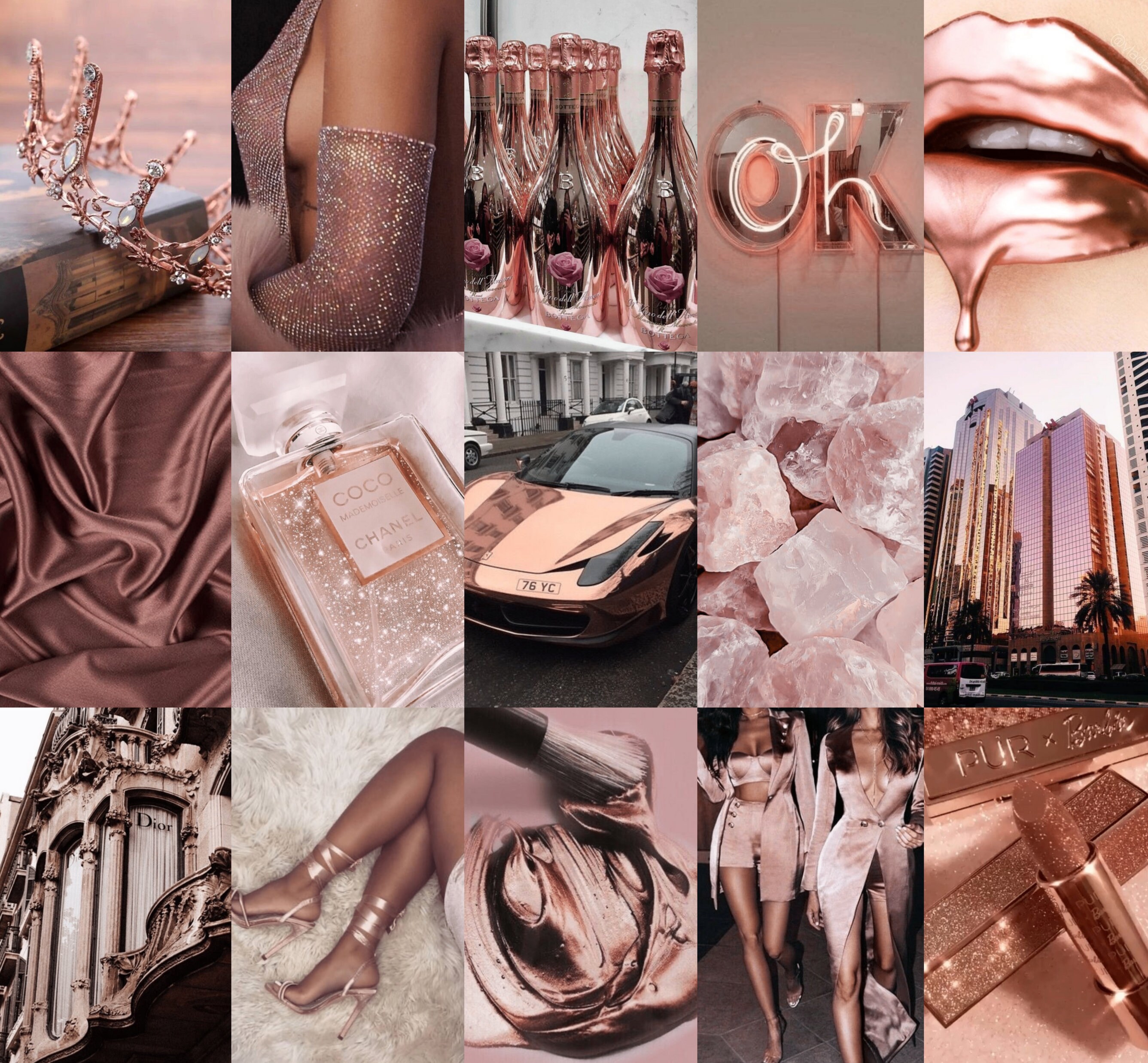 100 PCS Rose Gold Aesthetic Wall Collage Rose Aesthetic 