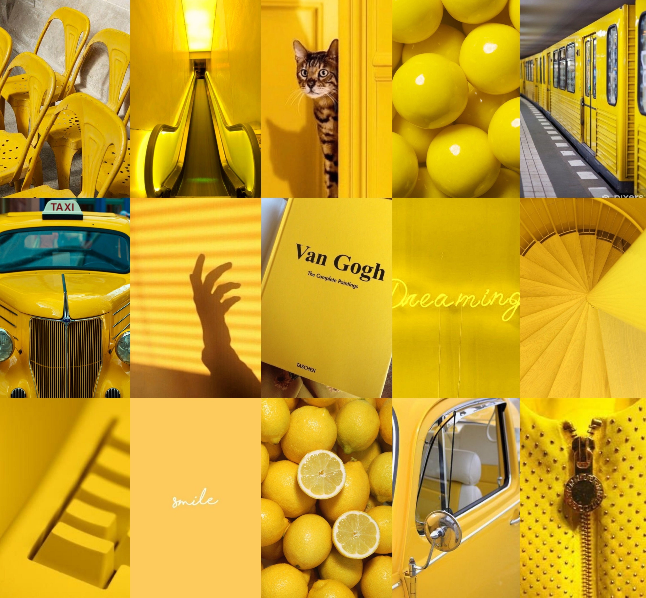 100 PCS Yellow Aesthetic Wall Collage Bright Aesthetic Etsy