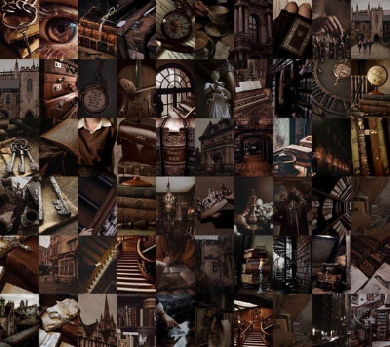 Dark academia Aesthetic wall collage kit 60 pics