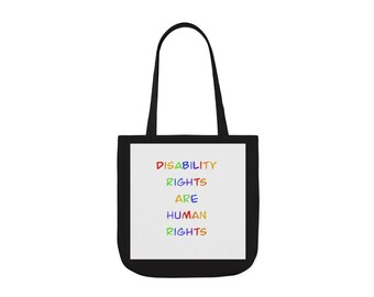 Handicaprechten zijn mensenrechten Draagtas | Draagtas van canvas met regenboogtekst