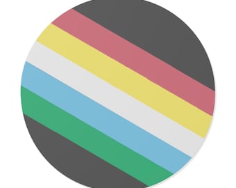 Diagonale regenboogstreep ronde vinylsticker | Pride-kleuren op donkere achtergrond