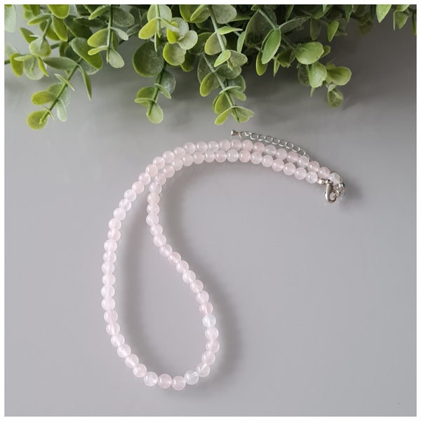 Collier perles en Quartz rose.