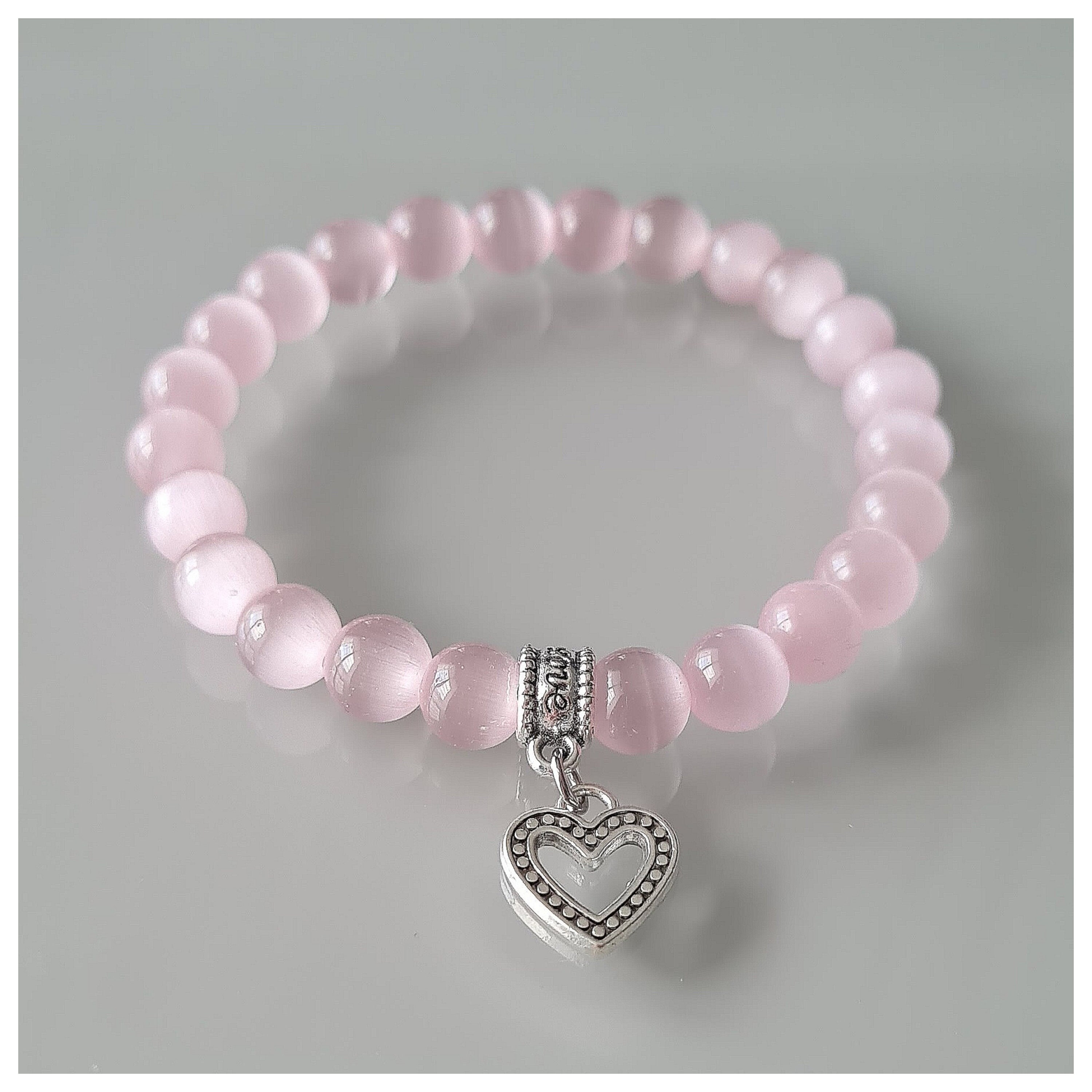 Bracelet Perles œil De Chat Avec Strass Et Clip - Métal Argenté, Couleur Orange Et Mauve - Neuf Avec étiquettes, Style Fantaisie