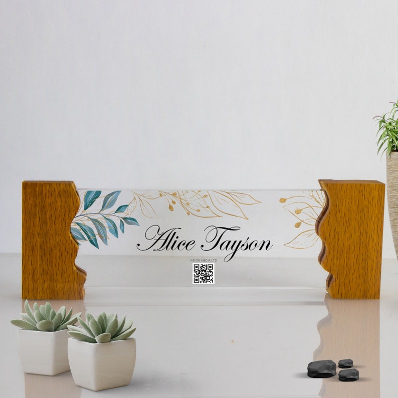 Desk Name Plates With Wooden Stand Personalized Name Plates Etsy
