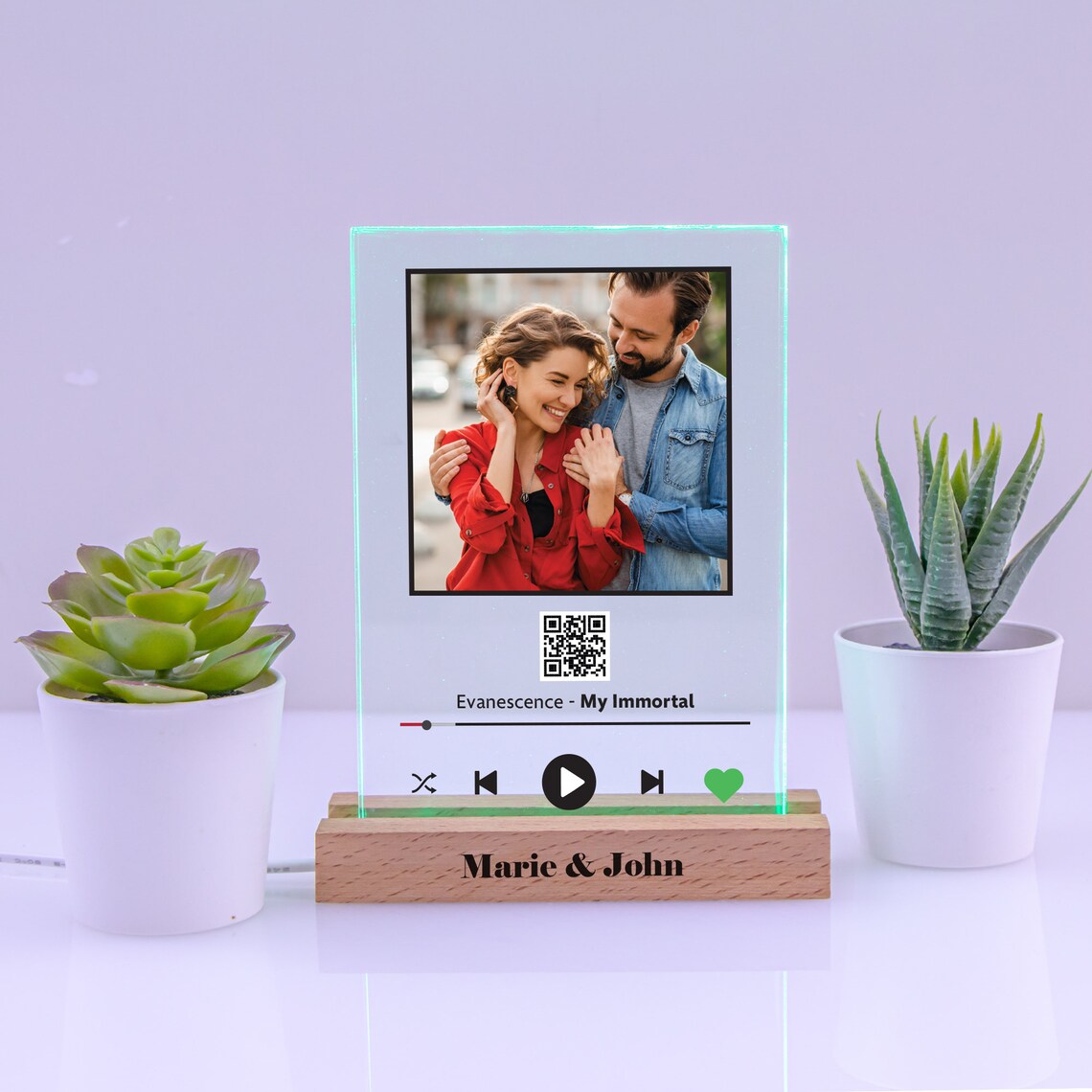 Custom Picture Song Plaque With QR Code 7 Color LED Light Etsy