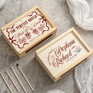 Scatola di fiammiferi grande personalizzata per coppie, scatola di fiammiferi in legno personalizzata per coppie, regali di fidanzamento, regalo di nozze perfetto, regalo di Natale, regalo di compleanno